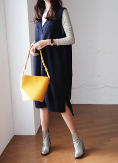 UnevenHemKnitVestDress