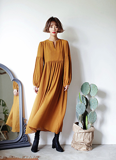 SlitNeckLooseFitLongDress