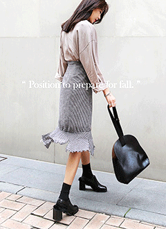 CottonLongDress&CheckWrapSkirtSet