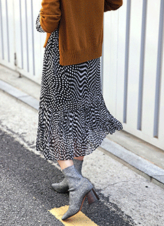 DiamondPrintChiffonDress