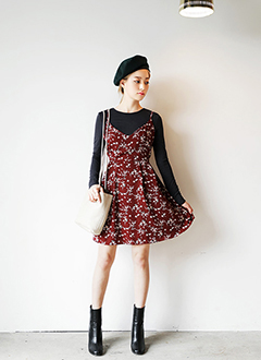 FloralBustierStrapDress