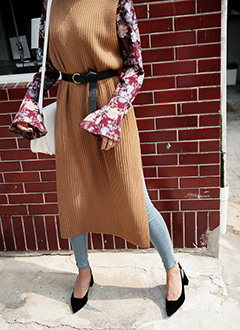 SideSlitKnitLongTankDress