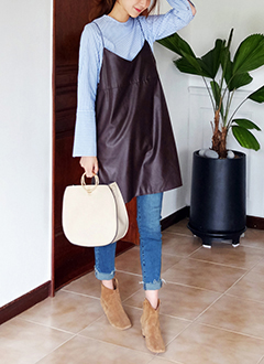 FauxLeatherSleevelessDress