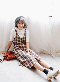 CheckedAsymmetricalWrapMidiDress