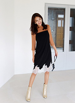 LaceHemBlackTankDress