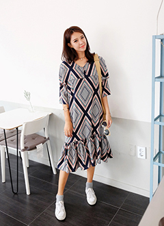 UniqueFrillHemLongDress