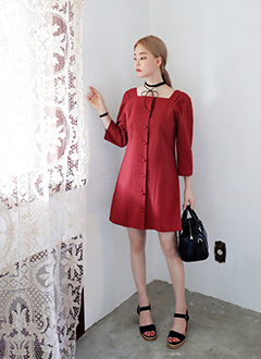 SquareNeckShrriedMiniDress