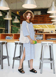 StripedSlitDress