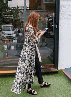 FloralWaistStrapLongDress