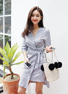 PinstripeWrapDress