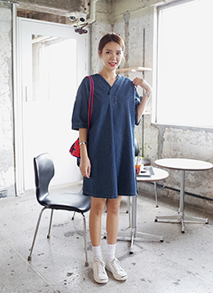 VNeckDenimDress