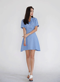 StripeShort-sleeveA-lineDress