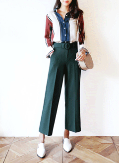 Wide-legSlacksWithBeltSet