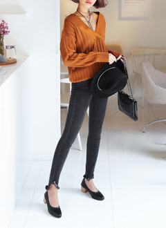 FringeHemSkinnyJeans