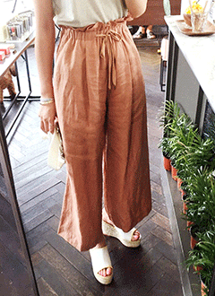 ShirredWaistWideLegPants