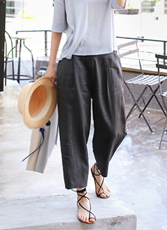 WideLegElasticWaistbandLinenPants