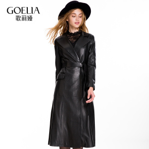 歌莉娅女装2016年冬季新品长款皮衣16DC6F210