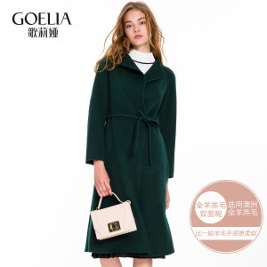 歌莉婭女裝2016年冬季新品合體顯瘦長款呢料外套16CJ6E280