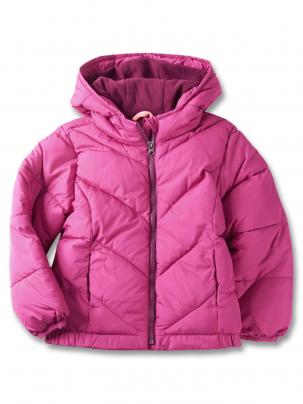 女孩活力絎縫連帽梭織棉服外套