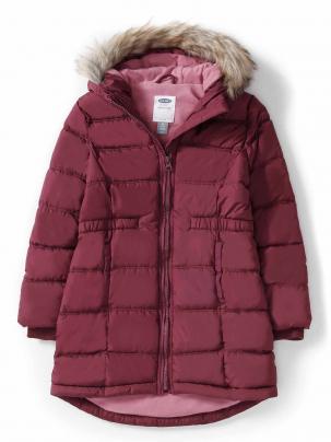 女孩百搭風格絎縫連帽梭織棉服