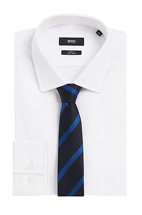 Tailored系列精美紋理桑蠶絲條紋領帶:T-Tie6CmSoftByBOSS