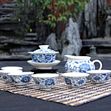 景德镇青花瓷茶具釉中彩牡丹陶瓷茶具套装玉瓷功夫茶具