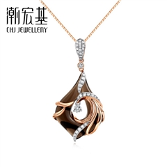 紫氣東來·鳳影系列-舞菱鳳大版-彩18K金-鉆石吊墜/墜鏈【DZTK】預計7個工作日內發貨