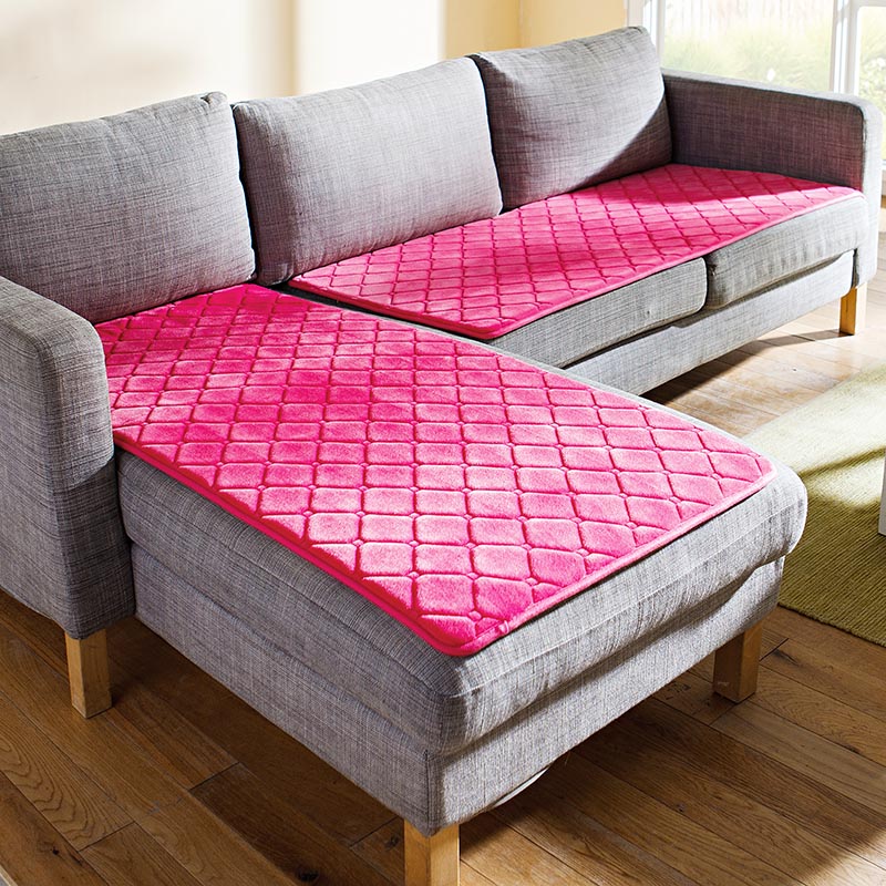 法兰绒保暖沙发垫桃红