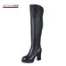 【欣詩琦】2015秋冬新款高跟粗跟過膝長筒真皮女靴