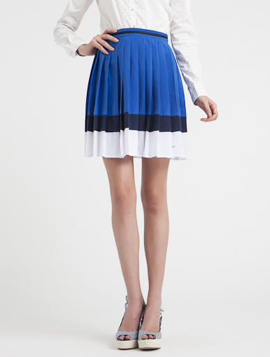 蓝白色系拼接航海风格短裙