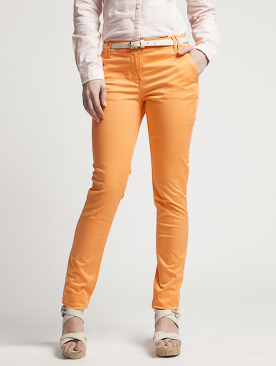 橙色简约潮流款直筒长裤