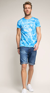 EspritEDC男士海洋波纹印花短袖T恤
