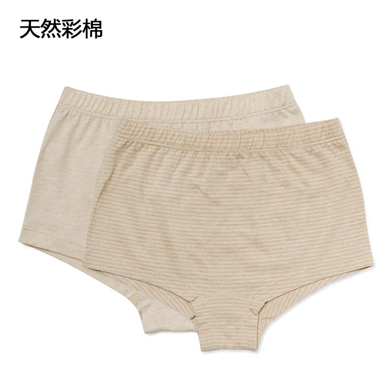 天然彩棉兒童平角內褲2條裝-女