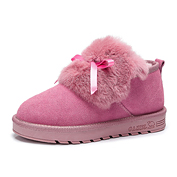 Camel骆驼女鞋冬季新款韩版雪地靴短靴保暖兔毛拼磨砂真皮面包靴A64502616