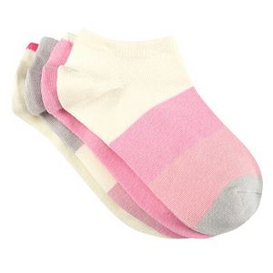 凡客女士条纹船袜-精梳棉莱卡(4双装)粉白色组