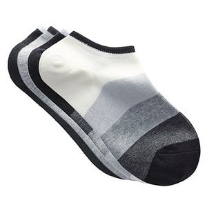 凡客男士船袜-精梳棉莱卡条纹款(4双装)黑灰条纹