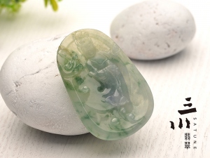 冰糯種天然A貨翡翠觀音掛牌
