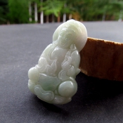 天然緬甸A貨翡翠玉飄綠觀音掛件/翡翠玉石觀音項(xiàng)墜/開光玉翡翠觀音/玉緣軒正品