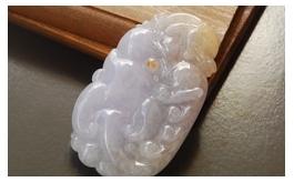 天然翡翠掛件--潤紫迎春老坑冰糯種粉紫雙面雕如意貔貅