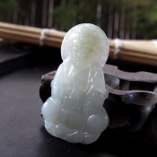 天然翡翠帶黃翡俏色觀音/緬甸翡翠玉a貨觀音菩薩掛件項墜/玉觀音吊墜開運護身保平安/玉緣軒正品