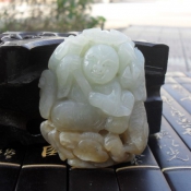 和田玉狀元及第童子把玩件