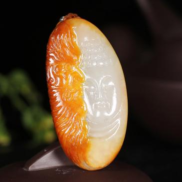 羅永東大師作品和田玉青白玉掛件佛祖(帶繩)精雕吊墜