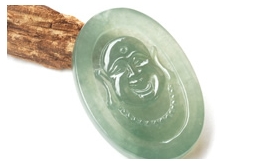 天然翡翠掛件--春風得意老坑冰種立體凹刻彌勒佛頭