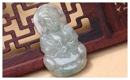 天然翡翠掛件-老坑冰糯種油青綠雙面精雕慈悲辟邪觀音