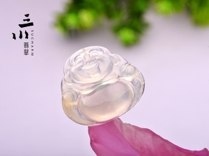 冰種天然A貨翡翠彌勒佛吊墜