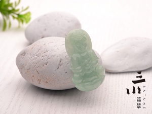 特價豆種天然A貨翡翠觀音吊墜