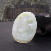 天然遼寧岫玉笑佛牌子掛件