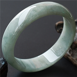 天然翡翠手鐲--老坑冰糯種清雅淺綠細膩圓潤富貴圓鐲(58)S200N-165