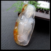 極品天然冰彩玉髓觀音掛件/玉緣軒正品