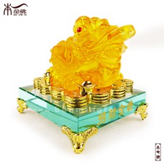 仿黃水晶招財和諧金蟾擺件★樹脂家居工藝裝飾品★招財鎮(zhèn)宅辟邪化煞開業(yè)送禮佳品
